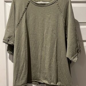 Easel Sage Green Short Sleeve Top